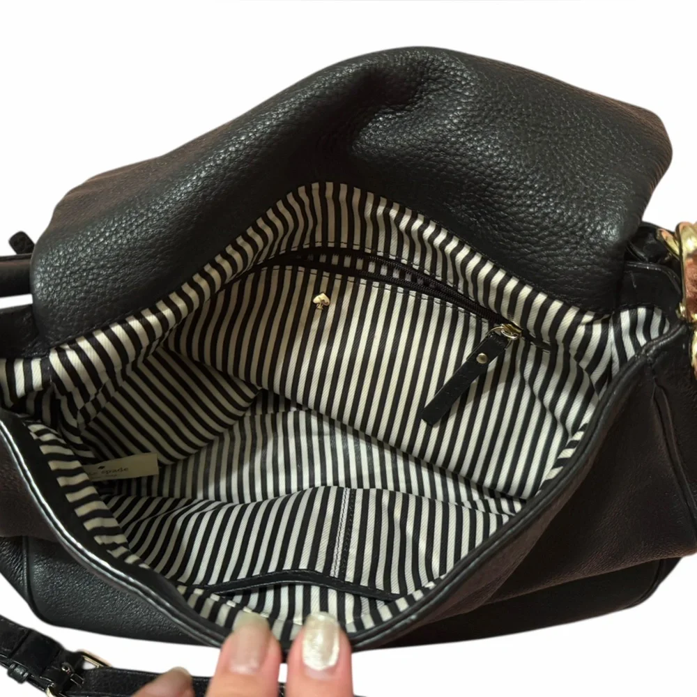 KATE SPADE COBBLE HILL LITTLE MINKA BLACK LEATHER CROSSBODY I TOP HANDLE PURSE_4